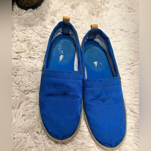 BLUE Coach Camilla espadrilles in the brand's signature canvas pattern.